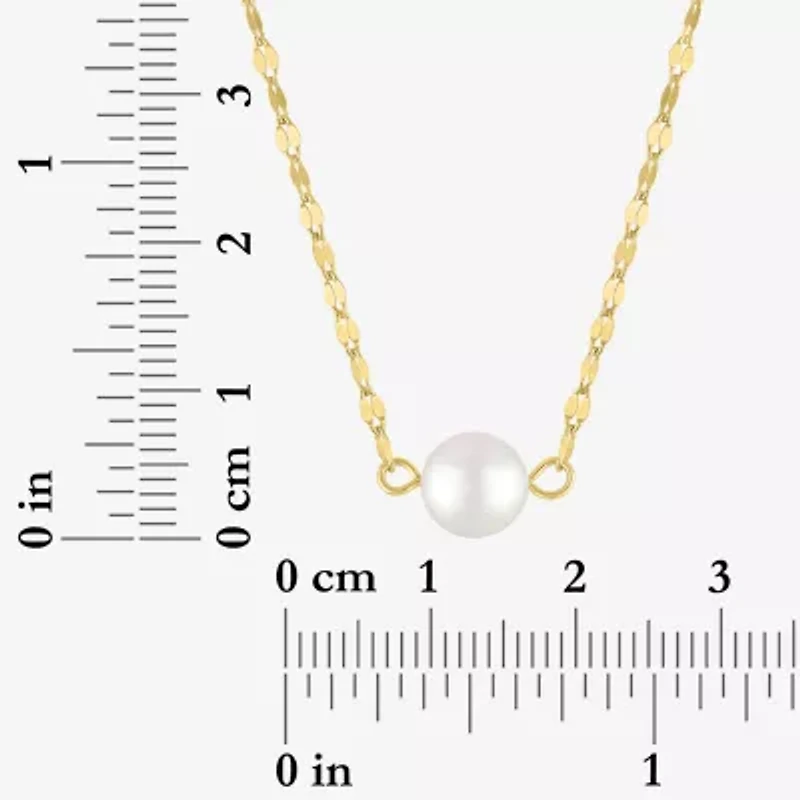 Womens White Cultured Freshwater Pearl 14K Gold Over Silver Round 16 Inch Pendant Necklace