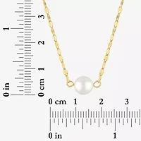 Womens White Cultured Freshwater Pearl 14K Gold Over Silver Round 16 Inch Pendant Necklace
