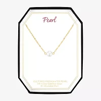 Womens White Cultured Freshwater Pearl 14K Gold Over Silver Round 16 Inch Pendant Necklace