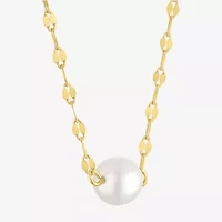 Womens White Cultured Freshwater Pearl 14K Gold Over Silver Round 16 Inch Pendant Necklace