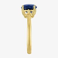 Womens Lab Created Blue Sapphire 14K Gold Over Silver Oval Solitaire Cocktail Ring