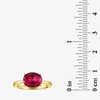 Womens Lab Created Red Ruby 14K Gold Over Silver Oval Solitaire Cocktail Ring