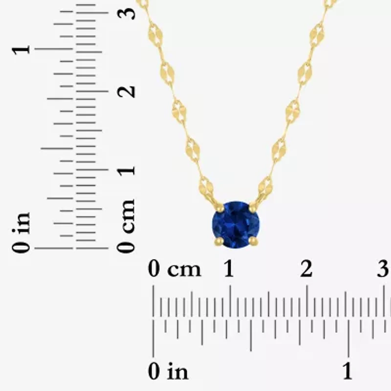 Womens Lab Created Blue Sapphire 14K Gold Over Silver Round 16 Inch Pendant Necklace
