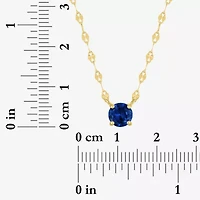 Womens Lab Created Blue Sapphire 14K Gold Over Silver Round 16 Inch Pendant Necklace