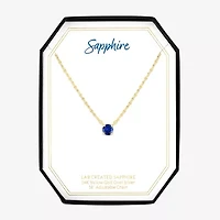 Womens Lab Created Blue Sapphire 14K Gold Over Silver Round 16 Inch Pendant Necklace