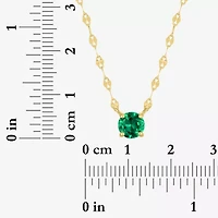Womens Lab Created Green Emerald 14K Gold Over Silver Round 16 Inch Pendant Necklace