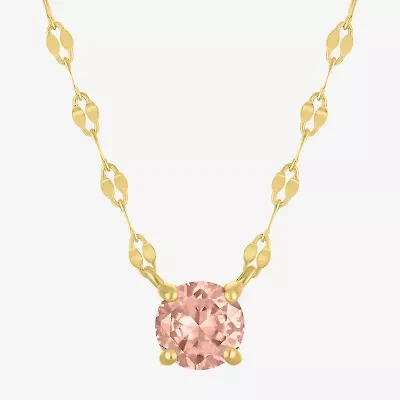 Womens Lab Created Champagne Sapphire 14K Gold Over Silver Round 16 Inch Pendant Necklace