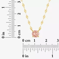 Womens Lab Created Champagne Sapphire 14K Gold Over Silver Round 16 Inch Pendant Necklace