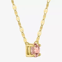 Womens Lab Created Champagne Sapphire 14K Gold Over Silver Round 16 Inch Pendant Necklace