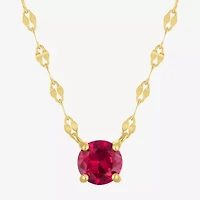 Womens Lab Created Red Ruby 14K Gold Over Silver Round 16 Inch Pendant Necklace