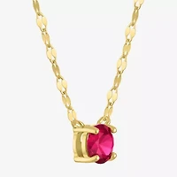 Womens Lab Created Red Ruby 14K Gold Over Silver Round 16 Inch Pendant Necklace