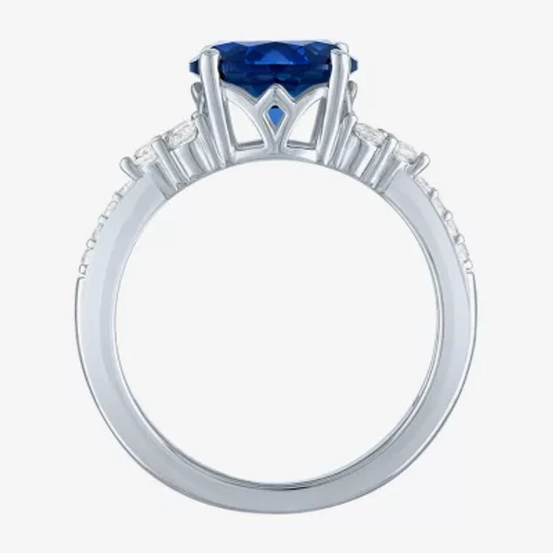 Gemstone Sterling Silver Oval Side Stone Cocktail Ring