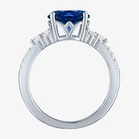 Gemstone Sterling Silver Oval Side Stone Cocktail Ring