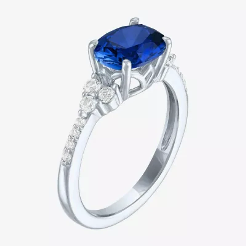 Gemstone Sterling Silver Oval Side Stone Cocktail Ring