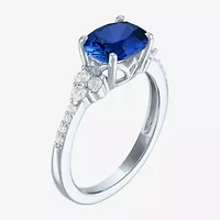 Gemstone Sterling Silver Oval Side Stone Cocktail Ring