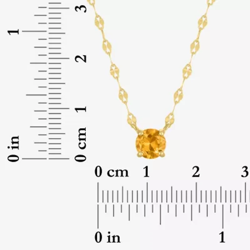 Womens Genuine Yellow Citrine 14K Gold Over Silver Round 16 Inch Pendant Necklace