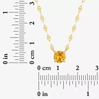 Womens Genuine Yellow Citrine 14K Gold Over Silver Round 16 Inch Pendant Necklace