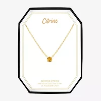Womens Genuine Yellow Citrine 14K Gold Over Silver Round 16 Inch Pendant Necklace
