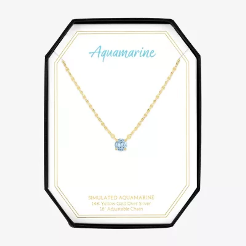 Gemstone 14K Gold Over Silver Round 18 Inch Pendant Necklace