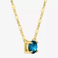 Womens Genuine Blue Topaz 14K Gold Over Silver Round 16 Inch Pendant Necklace