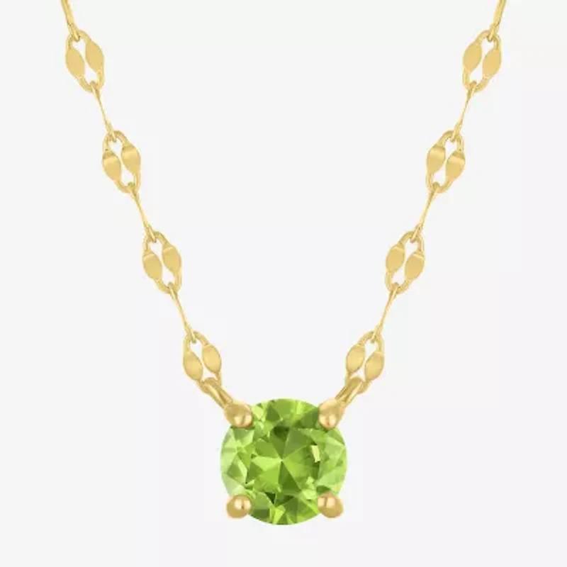 Womens Genuine Green Peridot 14K Gold Over Silver Round 16 Inch Pendant Necklace