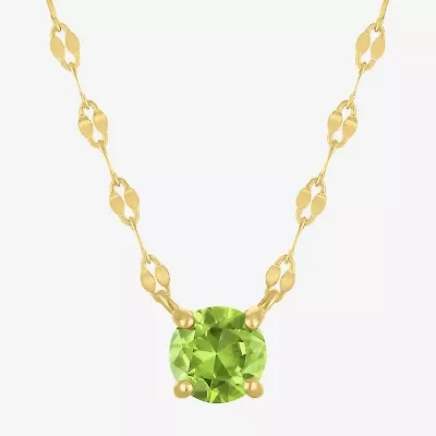 Womens Genuine Green Peridot 14K Gold Over Silver Round 16 Inch Pendant Necklace