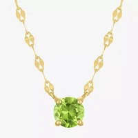 Womens Genuine Green Peridot 14K Gold Over Silver Round 16 Inch Pendant Necklace