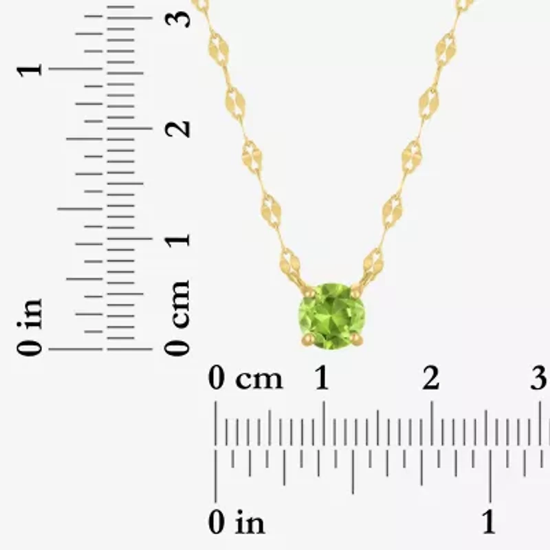 Womens Genuine Green Peridot 14K Gold Over Silver Round 16 Inch Pendant Necklace