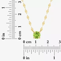 Womens Genuine Green Peridot 14K Gold Over Silver Round 16 Inch Pendant Necklace