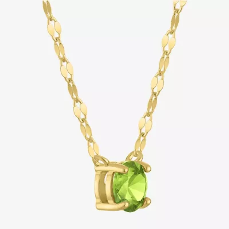 Womens Genuine Green Peridot 14K Gold Over Silver Round 16 Inch Pendant Necklace