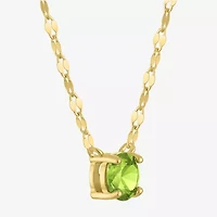 Womens Genuine Green Peridot 14K Gold Over Silver Round 16 Inch Pendant Necklace