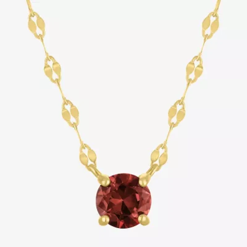 Womens Genuine Red Garnet 14K Gold Over Silver Round 16 Inch Pendant Necklace