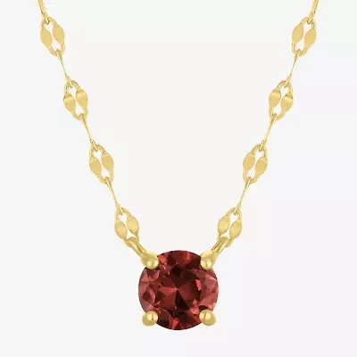 Womens Genuine Red Garnet 14K Gold Over Silver Round 16 Inch Pendant Necklace