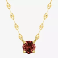 Womens Genuine Red Garnet 14K Gold Over Silver Round 16 Inch Pendant Necklace
