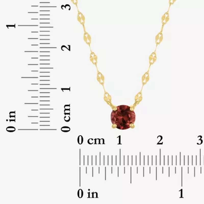 Womens Genuine Red Garnet 14K Gold Over Silver Round 16 Inch Pendant Necklace
