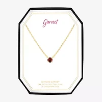 Womens Genuine Red Garnet 14K Gold Over Silver Round 16 Inch Pendant Necklace