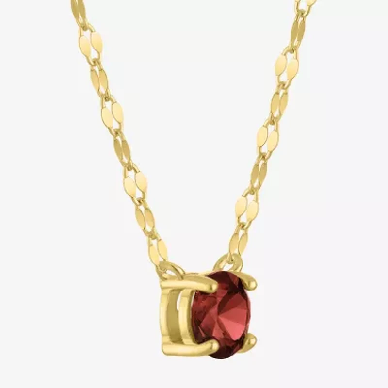 Womens Genuine Red Garnet 14K Gold Over Silver Round 16 Inch Pendant Necklace