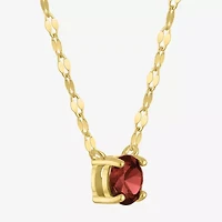 Womens Genuine Red Garnet 14K Gold Over Silver Round 16 Inch Pendant Necklace