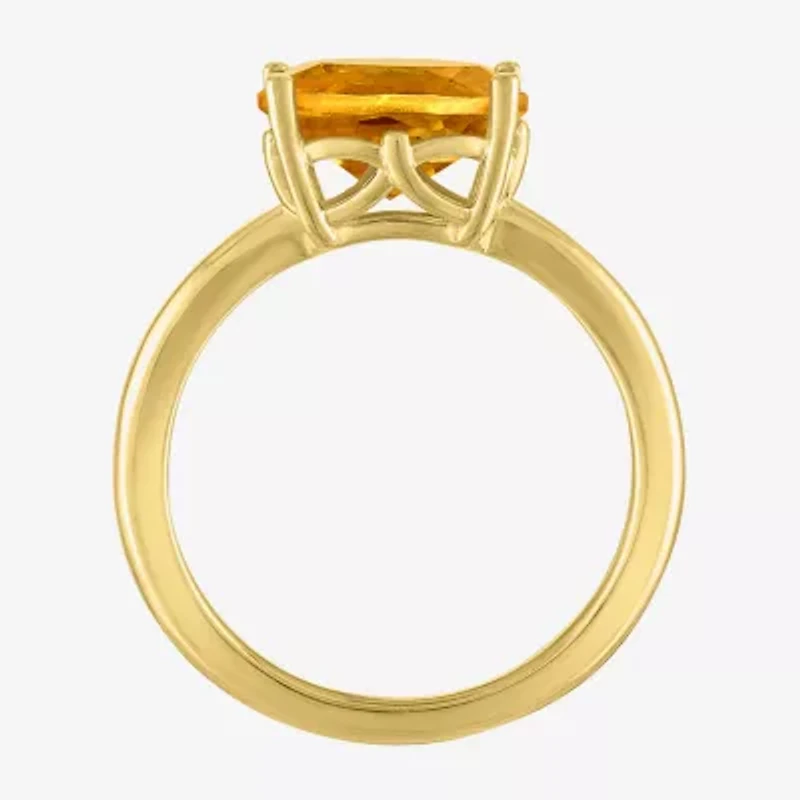 Womens Genuine Yellow Citrine 14K Gold Over Silver Oval Solitaire Cocktail Ring