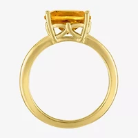 Womens Genuine Yellow Citrine 14K Gold Over Silver Oval Solitaire Cocktail Ring