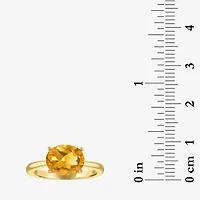 Womens Genuine Yellow Citrine 14K Gold Over Silver Oval Solitaire Cocktail Ring