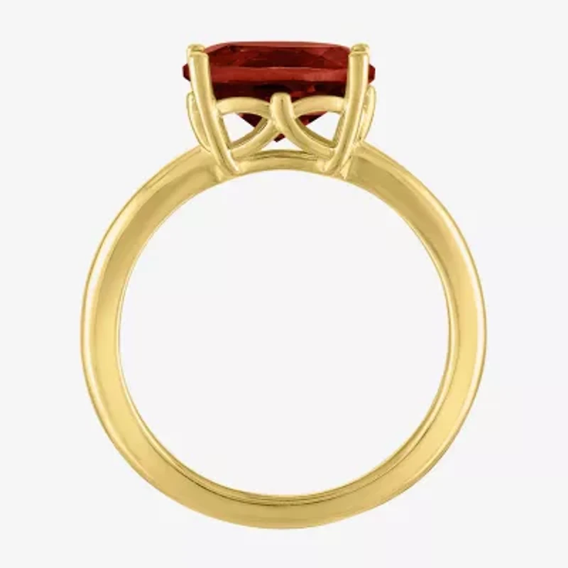 Womens Genuine Red Garnet 14K Gold Over Silver Oval Solitaire Cocktail Ring