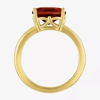 Womens Genuine Red Garnet 14K Gold Over Silver Oval Solitaire Cocktail Ring