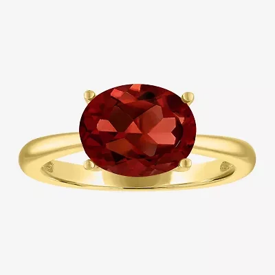 Womens Genuine Red Garnet 14K Gold Over Silver Oval Solitaire Cocktail Ring
