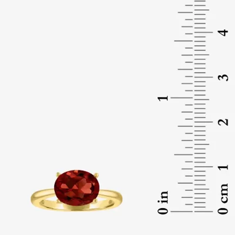 Womens Genuine Red Garnet 14K Gold Over Silver Oval Solitaire Cocktail Ring