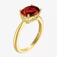 Womens Genuine Red Garnet 14K Gold Over Silver Oval Solitaire Cocktail Ring