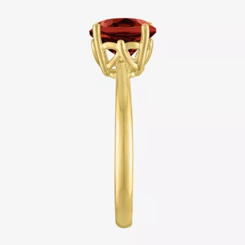 Womens Genuine Red Garnet 14K Gold Over Silver Oval Solitaire Cocktail Ring