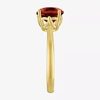 Womens Genuine Red Garnet 14K Gold Over Silver Oval Solitaire Cocktail Ring