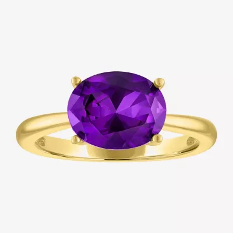 Gemstone 14K Gold Over Silver Oval Solitaire Cocktail Ring