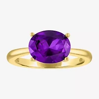 Gemstone 14K Gold Over Silver Oval Solitaire Cocktail Ring
